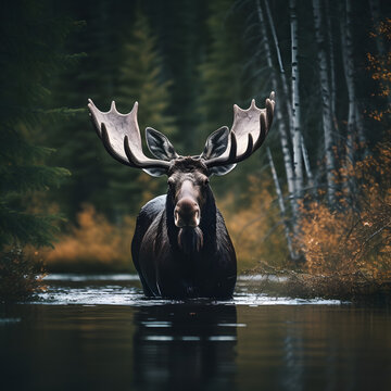 moose in the lake