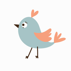 Small cartoon colorful bird.Vector illustration of bird for cards, posters, banners. Birds isolated on white background
