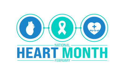 February is National Heart Month background template. Holiday concept. background, banner, placard, card, and poster design template with text inscription and standard color. vector illustration.
