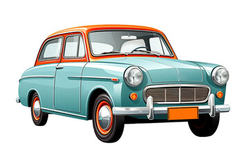Vintage car illustration isolated on PNG Background. Generative Ai.