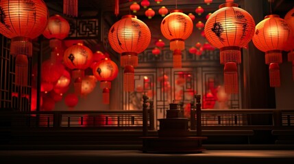 Chinese new year concept. The traditional style decorated festive background. Generative Ai