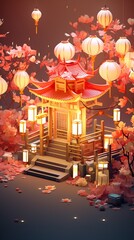 Chinese new year concept. The traditional style decorated festive background. Generative Ai