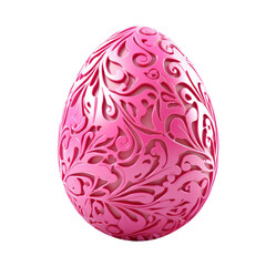 Pink easter egg isolated on transparent background