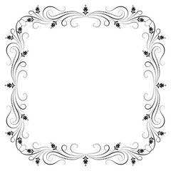Floral frame. Ornament with flowers and foliage in retro style isolated on white background.