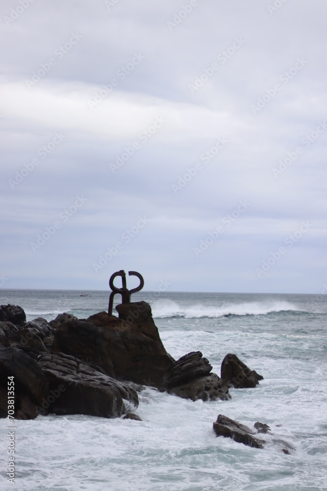 Sticker view of the shore of san sebastian