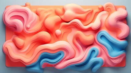 Abstract backdrop with undulating waves, showcasing a vibrant polymer surface in bright colors.