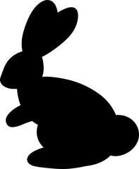 black rabbit silhouette isolated on white or transparent background 