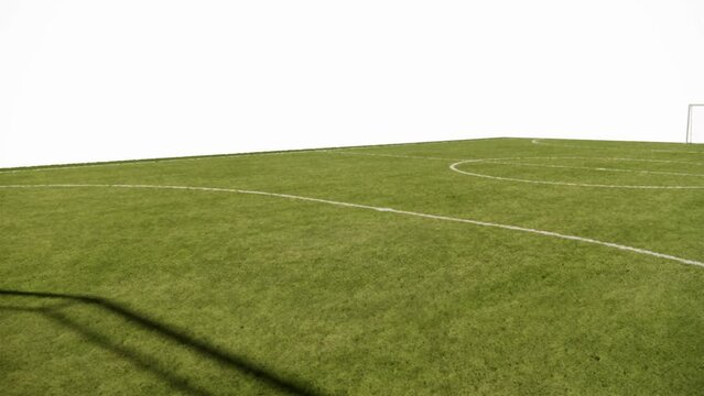 visualization of a mini soccer, mini football, futsal court with green artificial turf. realistic video rendering with a white background