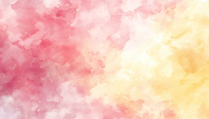 Creative watercolor pink and yellow background with watercolor splash and smoke. Spring  season wallpaper.