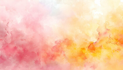Creative watercolor pink and yellow background with watercolor splash and smoke. Spring  season wallpaper.