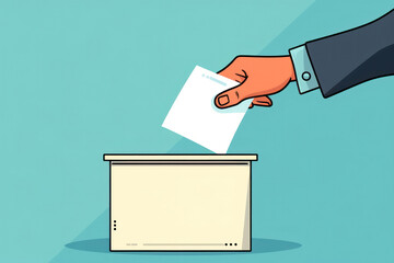 Democratic Voting: Hand Casting Ballot in Election Box - Symbol of Choice and Democracy on Flat Design Illustration