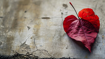 A solitary heart-shaped leaf on a muted background, heart, minimalism, Valentine's day, with copy...