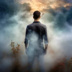Foto auf Acrylglas Mann versinkt im Nebel © Timmy