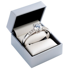 Diamond Ring in Elegant Box, Luxury Jewelry, isolated on white background