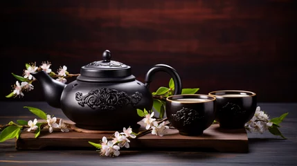 Foto op Aluminium Asian black traditional teapot and teacups © Sameer