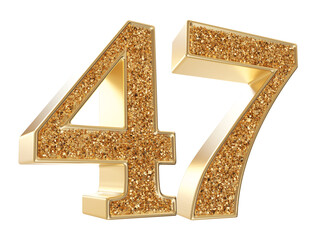 Gold 3d Number 47 luxury render