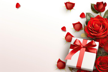 Romantic Rose Giftbox Banner for Valentine's Day with Space for Custom Text – Ideal for Love and Romance Promotions