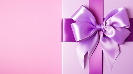 A greeting card bow ribbons. Copy space.