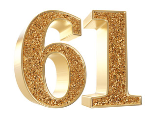 Gold 3d Number 61 luxury render