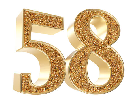 Gold 3d Number 58 luxury render