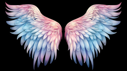 Beautiful realistic symmetrical angel wings Pink