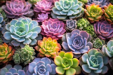 Colorful arrangement of succulents background