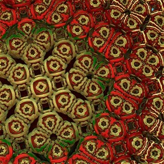 Abstract 3d patterned surface. Ruby red, deep green and sand colors. 3d illustration, 3d rendering