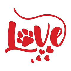 LOVE-Valentine’s Day Dog T-Shirt Design, LOVE- Valentine Sublimation Design