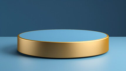 Elegant Blue Cylinder Podium with Gold Border for Premium Quality Award Ceremonies and Victorious Presentations
