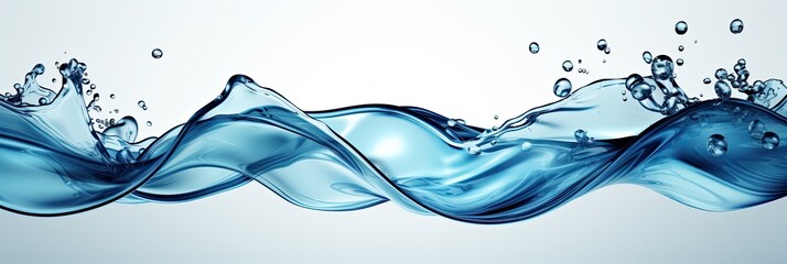Splashes of blue water on a white background. A graphic resource. - obrazy, fototapety, plakaty