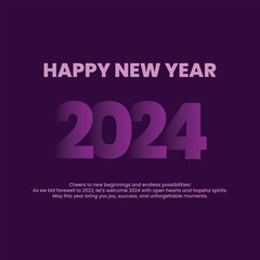 Happy new year 2024 square social media post banner template. Greeting concept for 2024 new year celebration