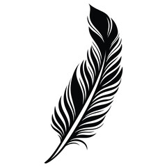 Obraz premium Bird Feather black silhouettes. Plumelet collection. Vector isolated on white