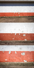 Collection of images with white and red plaster wall