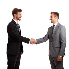Businessman checking hands on successful business deal on transparent PNG background