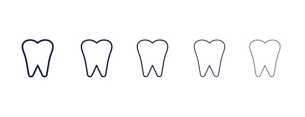 molar tooth outline icon. Black, bold, regular, thin, light icon from medical collection. Editable vector isolated on white background - obrazy, fototapety, plakaty