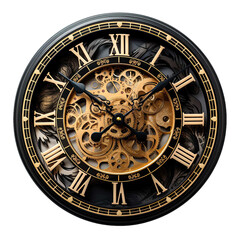 Fototapeta na wymiar Timeless Elegance Roman Numerals Clock Isolated on Transparent White Background 
