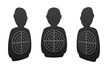Silhouette human figures with target circles for precision training, self-defense courses, or shooting practice. Ideal for security and tactical skill development imagery - obrazy, fototapety, plakaty