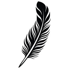 Obraz premium Bird Feather black silhouettes. Plumelet collection. Vector isolated on white