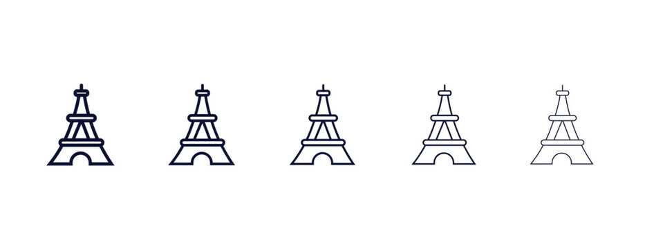 eiffel tower outline icon. Black, bold, regular, thin, light icon from travel collection. Editable vector isolated on white background