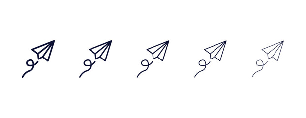 paper plane flying outline icon. Black, bold, regular, thin, light icon from user interface collection. Editable vector isolated on white background - obrazy, fototapety, plakaty