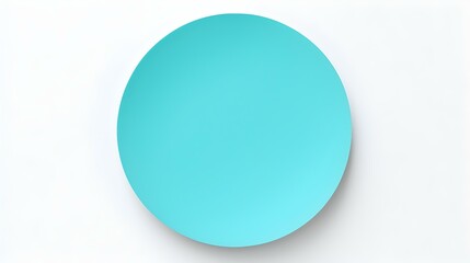 Cyan round Paper Note on a white Background. Brainstorming Template with Copy Space