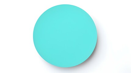Cyan round Paper Note on a white Background. Brainstorming Template with Copy Space