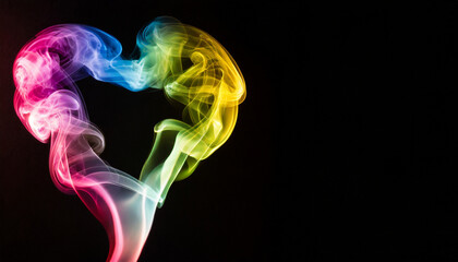 Obraz premium A heart made of colorful smoke, copy space on a side