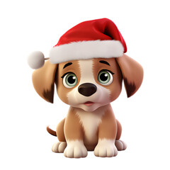 3d christmas dog isolated on transparent background