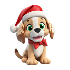 3d christmas dog isolated on transparent background