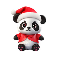 3d christmas panda isolated on transparent background
