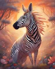 Fototapeta na wymiar Modern colorful zebra.
