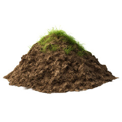 Grassy dirt heap isolated on transparent background