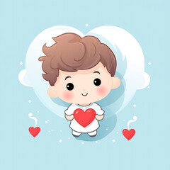 Cute Adorable Cupid cartoon character. Amur babies, little angels or god eros. Valentines day concept  AI Generative.