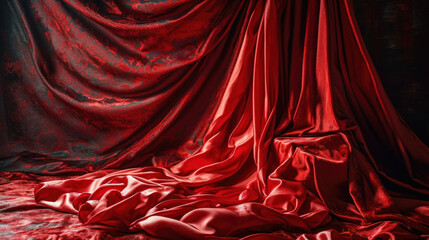 Elegance in Drapery Luxurious Red Satin Curtain